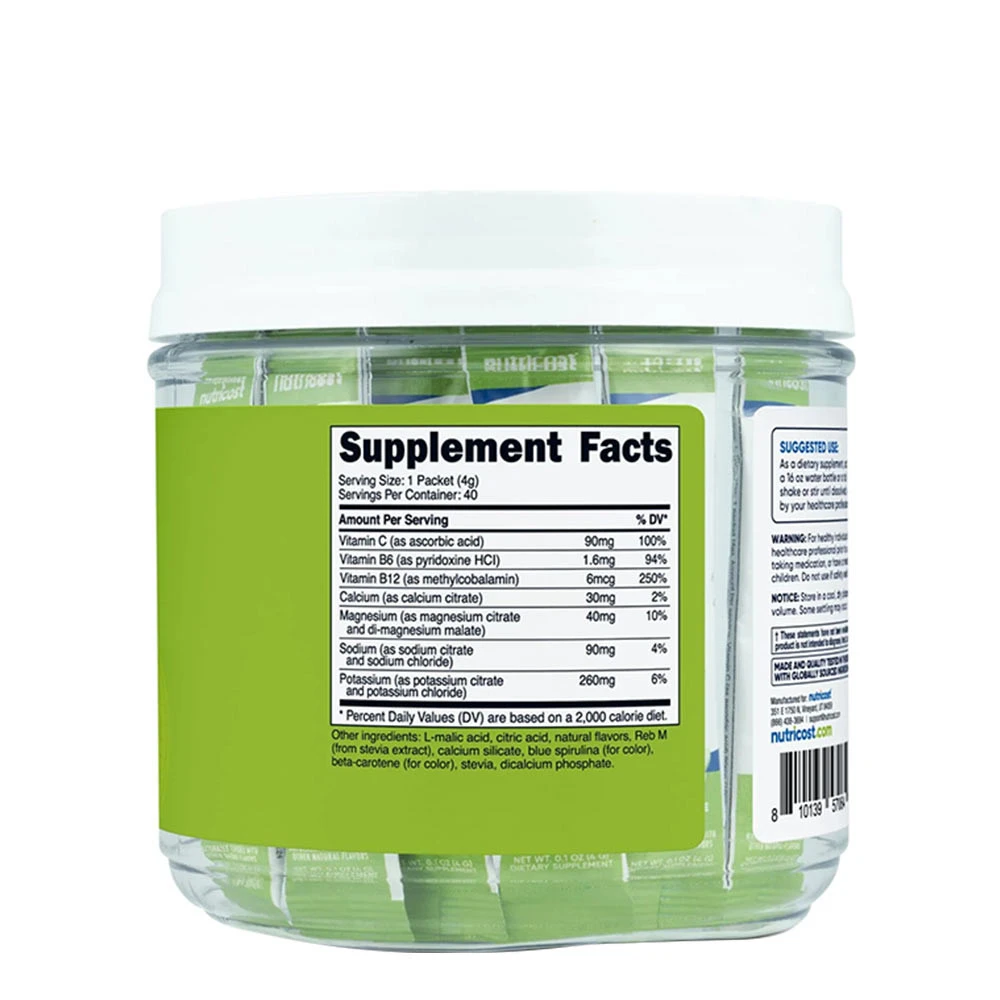 Packs de bâtonnets d'hydratation aux électrolytes Nutricost (156 g, pomme verte) – Image 6