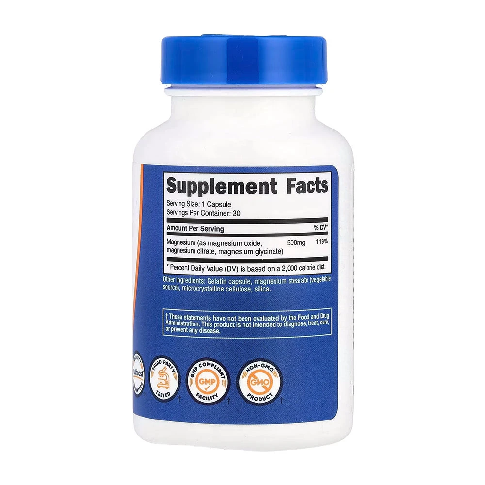 Complexe de magnésium Nutricost 500 mg (30 capsules) – Image 2