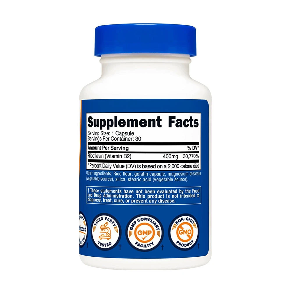 Nutricost Vitamine B2 Riboflavine 400 mg (30 capsules) – Image 2