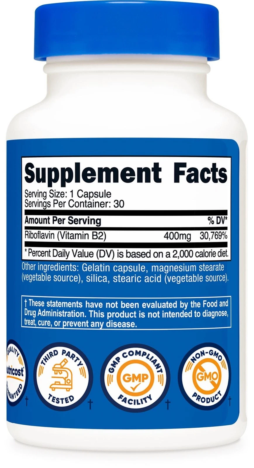 Nutricost Vitamine B2 Riboflavine 400 mg (30 capsules) – Image 4