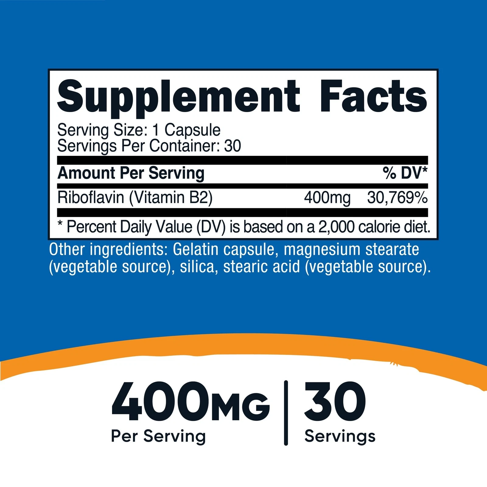 Nutricost Vitamine B2 Riboflavine 400 mg (30 capsules) – Image 5