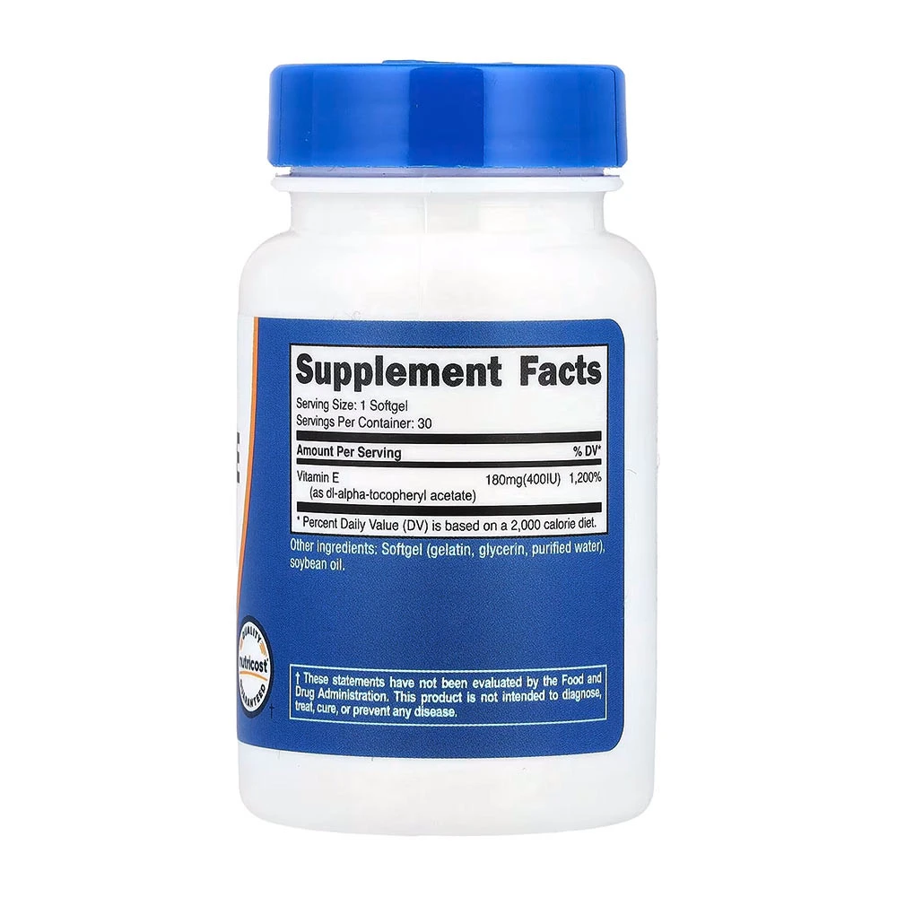 Vitamine E Nutricost 400 UI (30 capsules molles) – Image 2