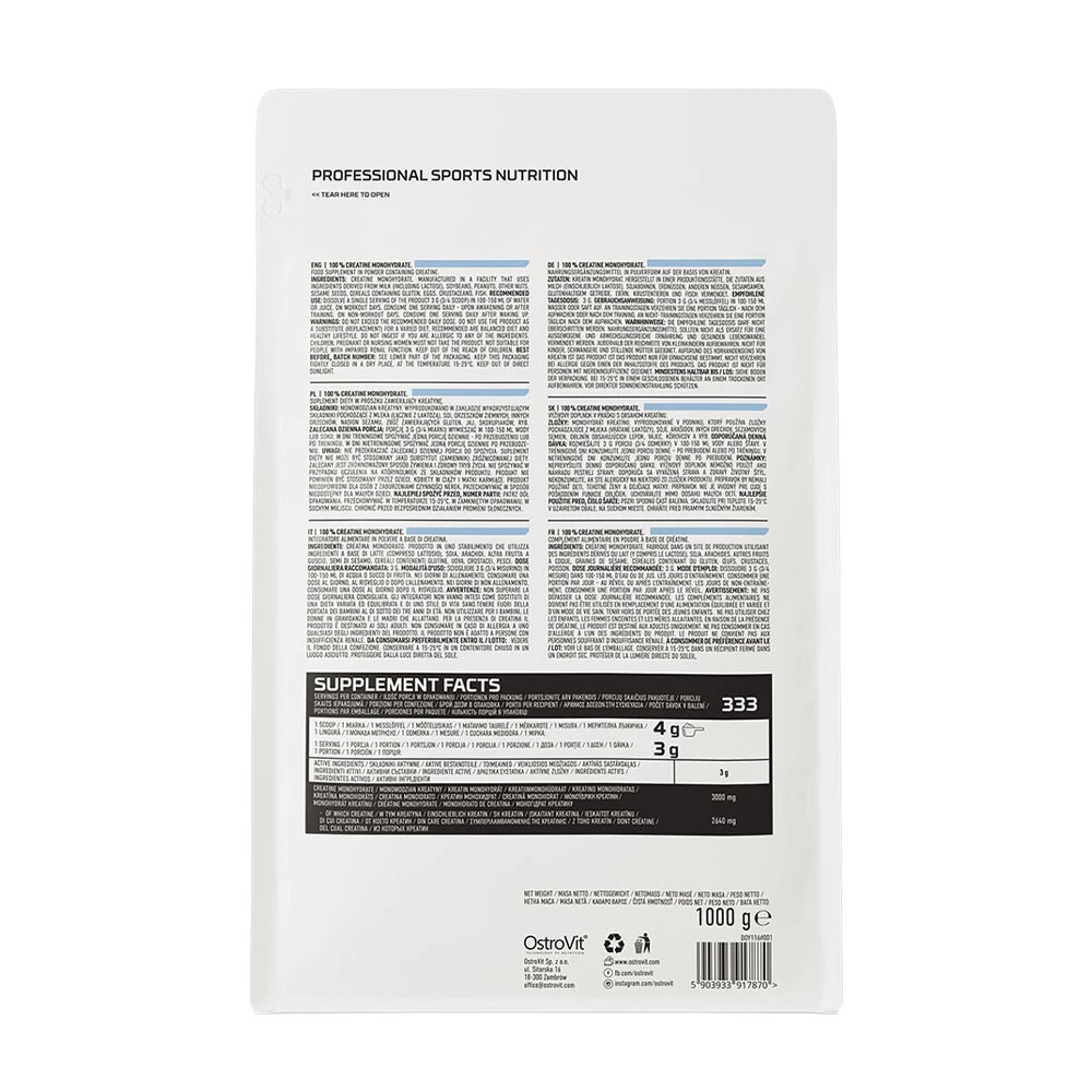 Monohydrate de créatine à 100%, naturel - 1000g – Image 4