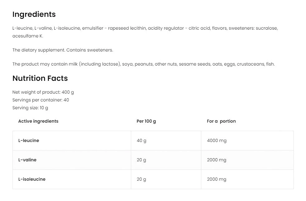 Ostrovit BCAA 2-1-1 (400 g, Orange) – Image 7