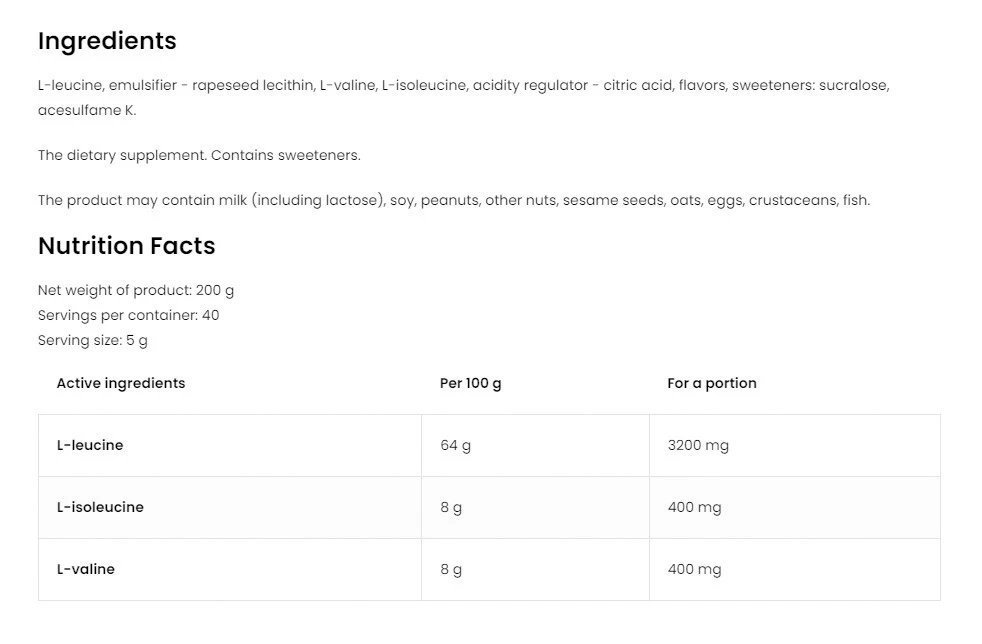 Ostrovit BCAA 8-1-1 (200 g, Citron) – Image 7