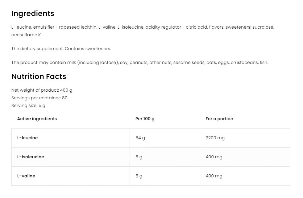 Ostrovit BCAA 8-1-1 (400 g, Citron) – Image 4