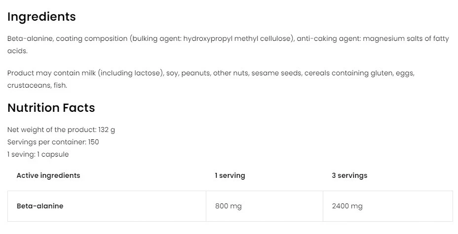 Ostrovit Bêta-Alanine 2400 mg (150 capsules) – Image 2