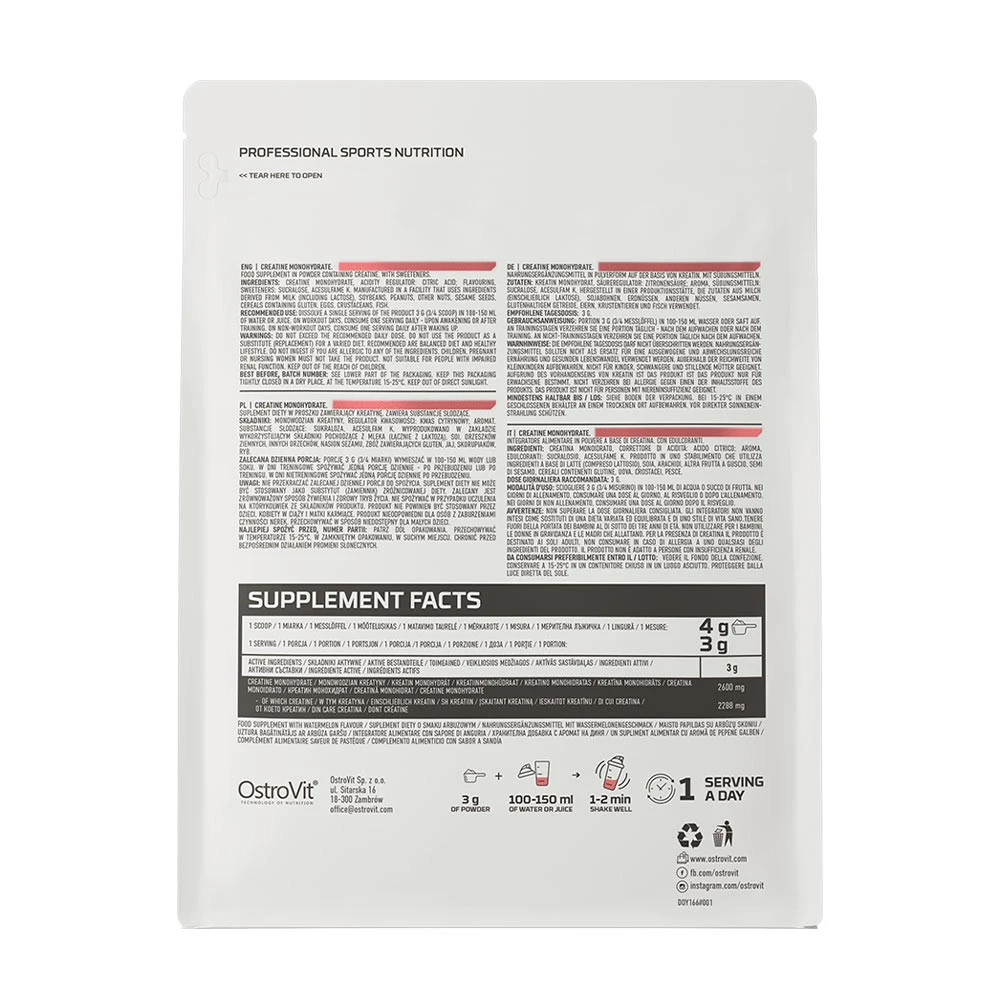 Créatine monohydratée Ostrovit (300 g, pastèque) – Image 7