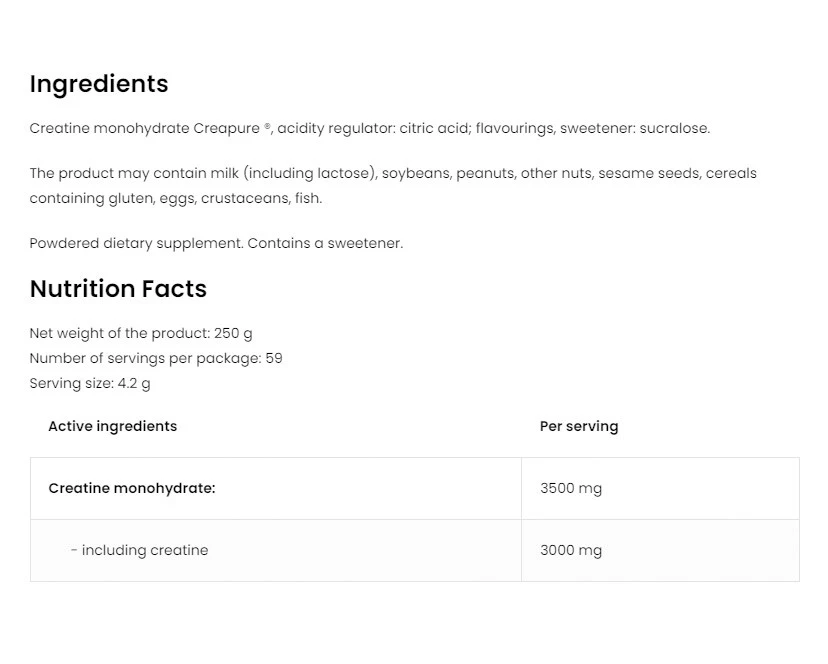 Ostrovit Créatine Monohydrate (Creapure®) (250 g, Pomme-Menthe) – Image 4