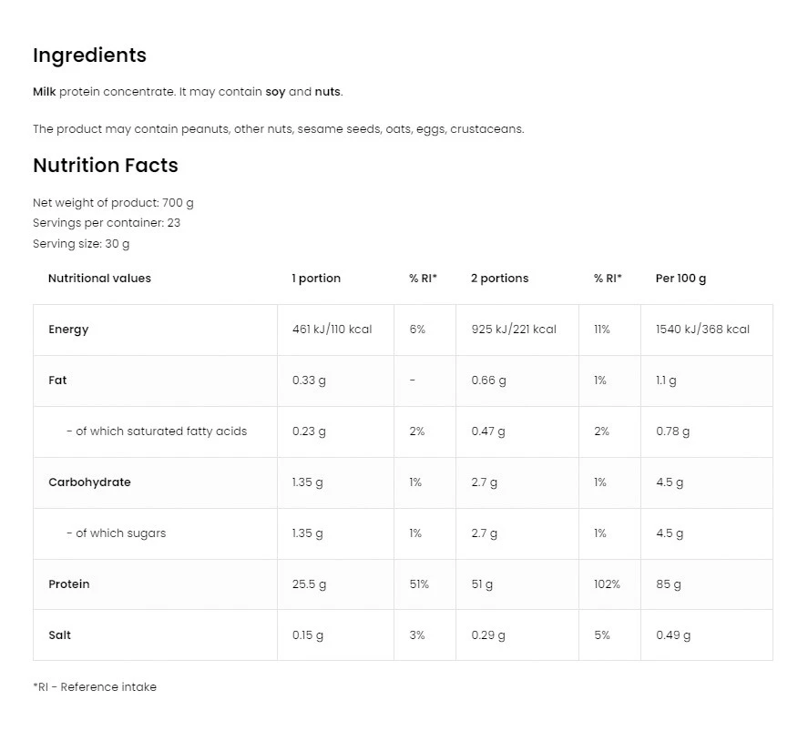 Caséine micellaire Ostrovit (700 g, naturelle) – Image 5