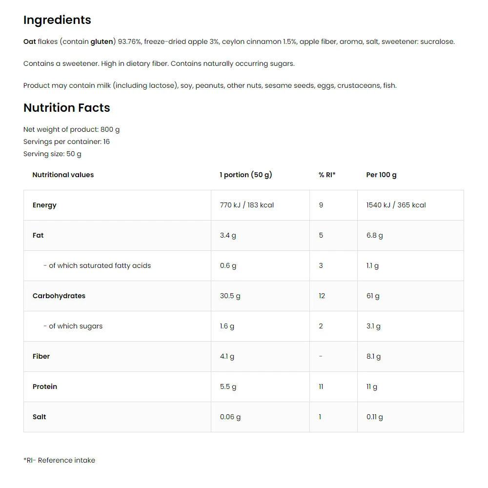 Ostrovit Délicieux à l'Avoine (800 g, Pomme Cannelle) – Image 4
