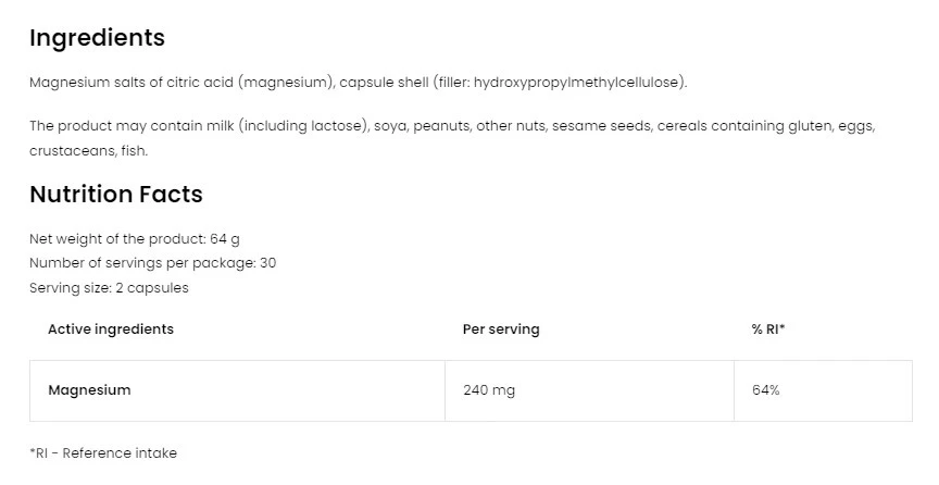 Ostrovit Pharma Citrate de Magnésium (60 capsules) – Image 4