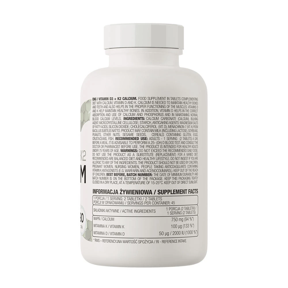 Ostrovit Vitamine D3 + K2 + Calcium (90 comprimés) – Image 4
