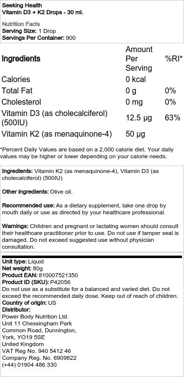 Gouttes de vitamine D3 + K2 - 30 ml. – Image 2