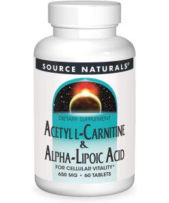 Source Naturals - Source Naturals Acetyl-L-Carnitine & Alpha-Lipoic Acid 650mg 60 Veg. Tablets