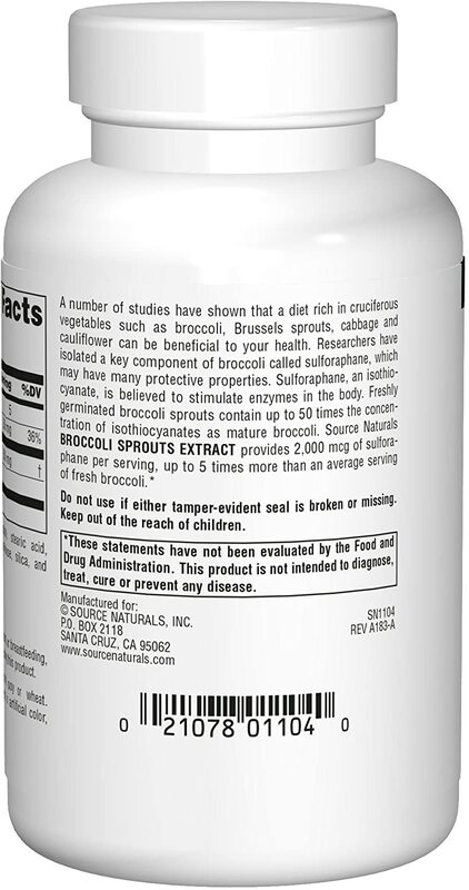 Extrait de graines de brocoli Source Naturals 250 mg 60 comprimés – Image 4