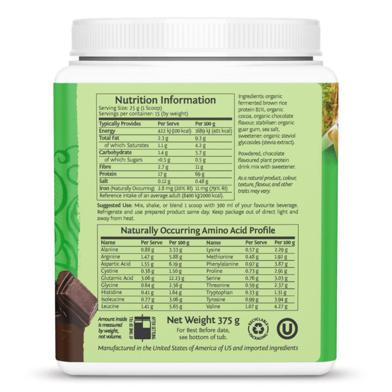 Sunwarrior - Protéine Classique Bio au Chocolat, Poudre Quantité 375 g – Image 4