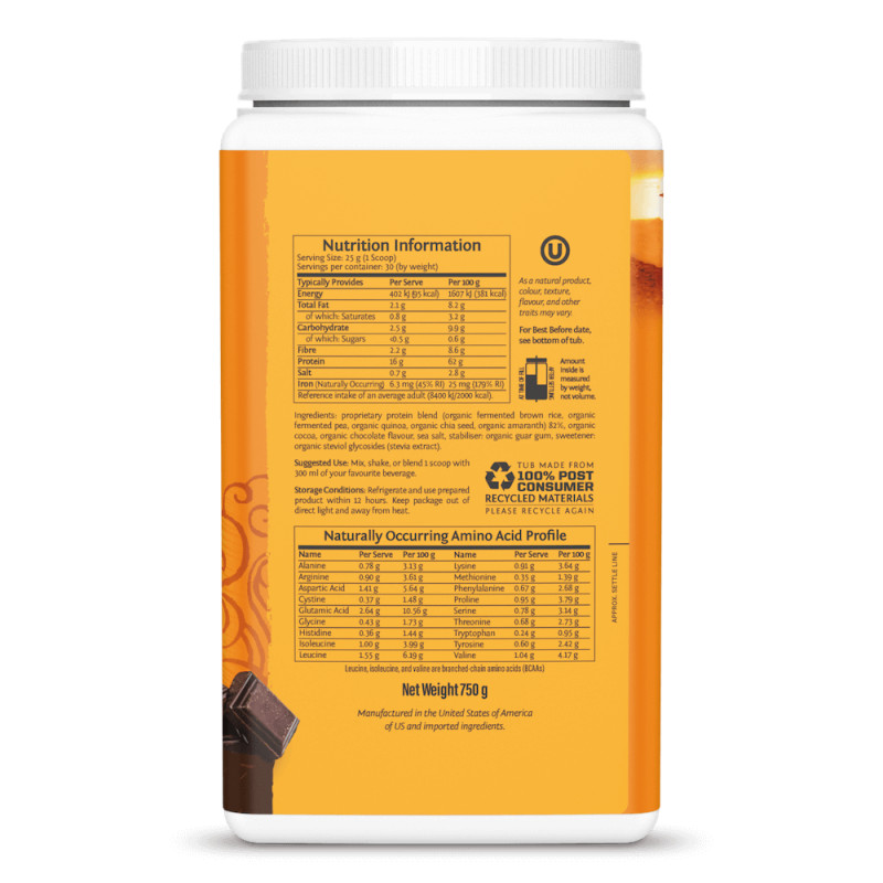 Sunwarrior - Protéine Plus Chocolat Bio, Poudre Quantité 750 g – Image 3