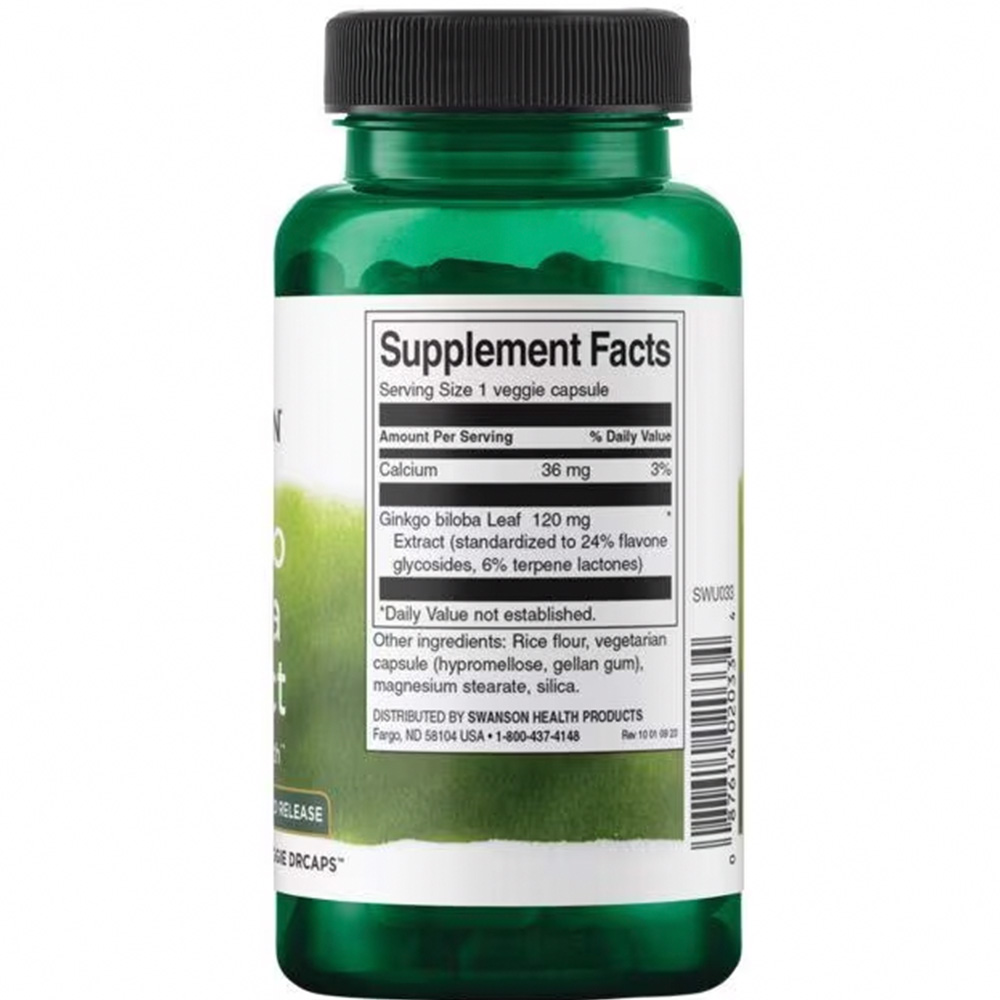 Extrait de Ginkgo Biloba, 120mg - 100 vcaps – Image 3