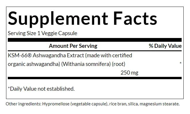 Ashwagandha Ultimate KSM-66, 250mg - 60 vcaps – Image 5