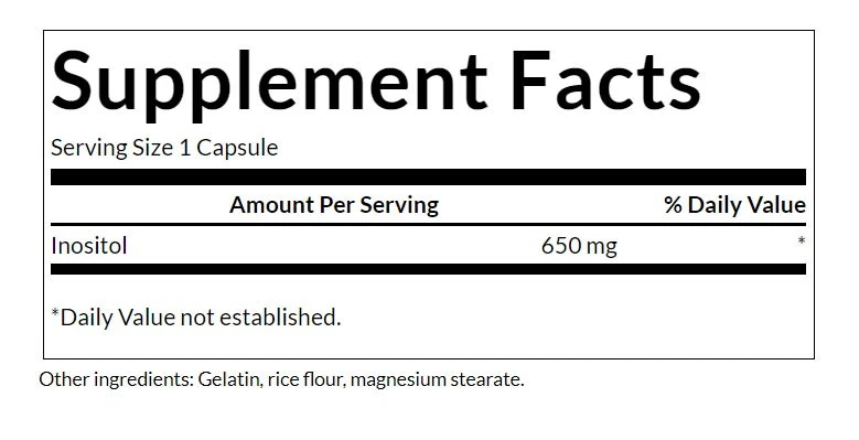 Inositol, 650mg - 100 caps – Image 3