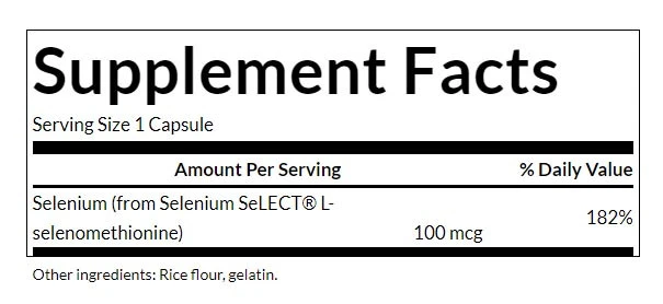 Sélénium (L-Sélénométhionine), 100mcg - 200 gélules – Image 2