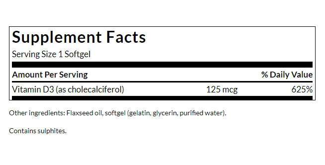Vitamine D-3, 5000 UI - 250 softgels – Image 7