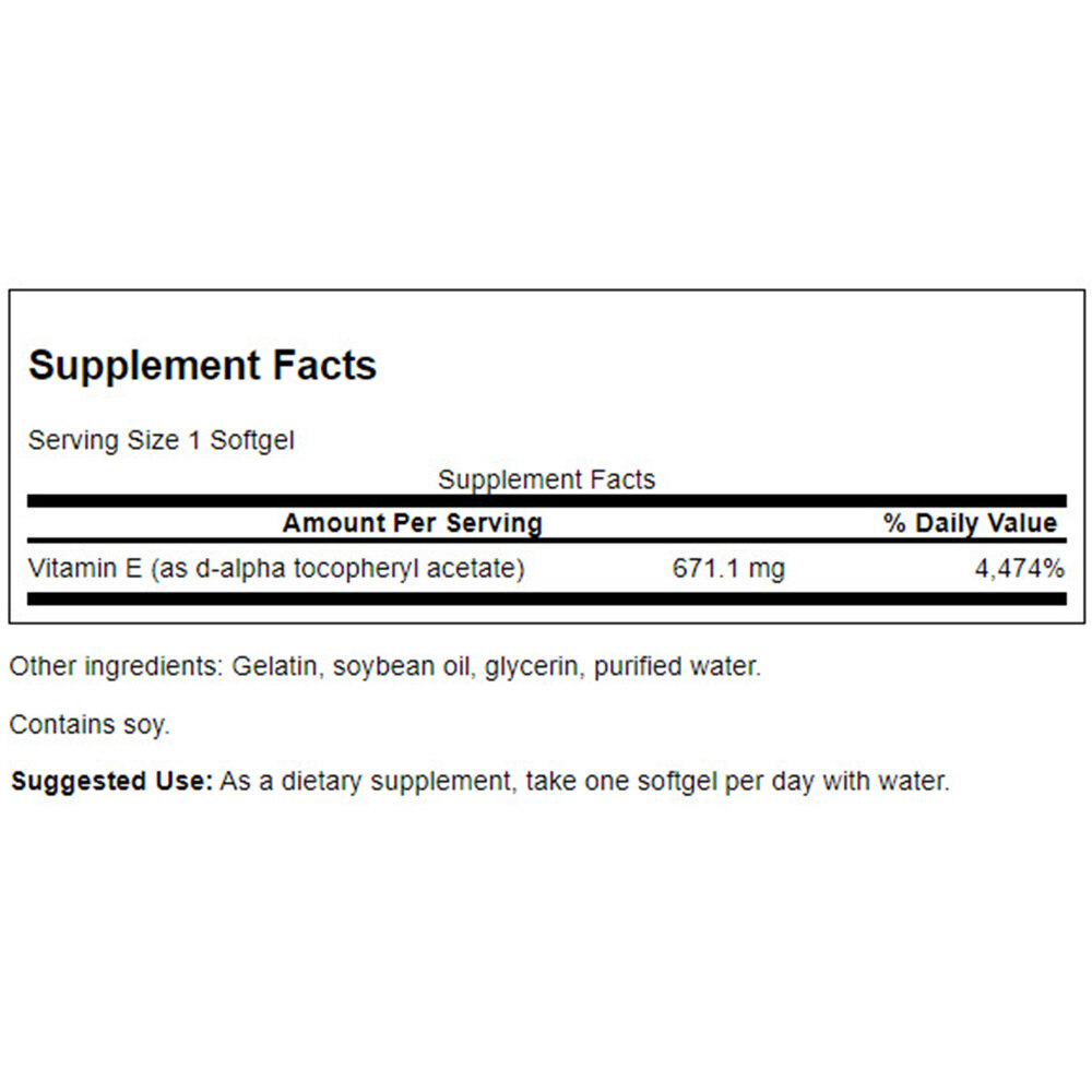 Swanson - Vitamine E, 1000 UI - 100 capsules molles – Image 3