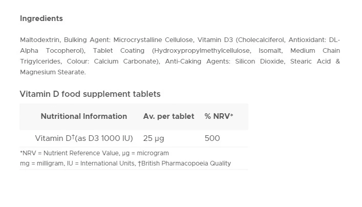 Vitabiotics Ultra Vitamine D 1000 UI (96 comprimés) – Image 5