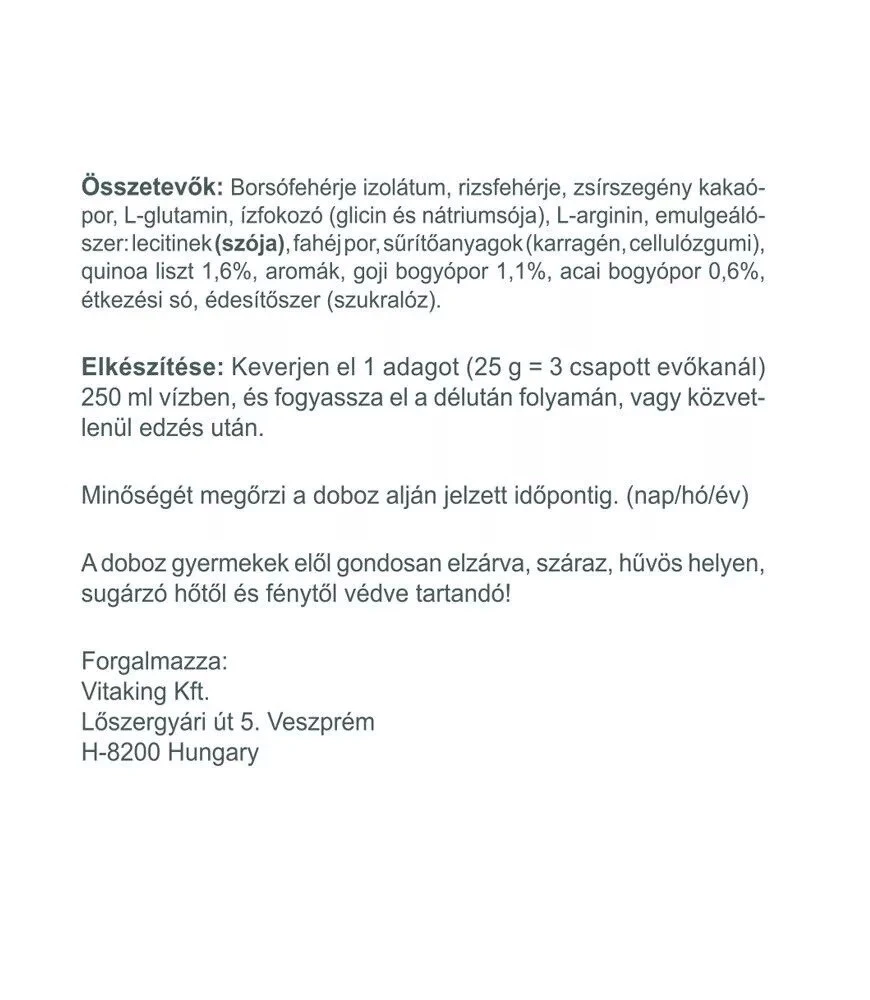 Poudre de protéine végétalienne à 100% Vitaking (400 g, Chocolat Cannelle) – Image 5