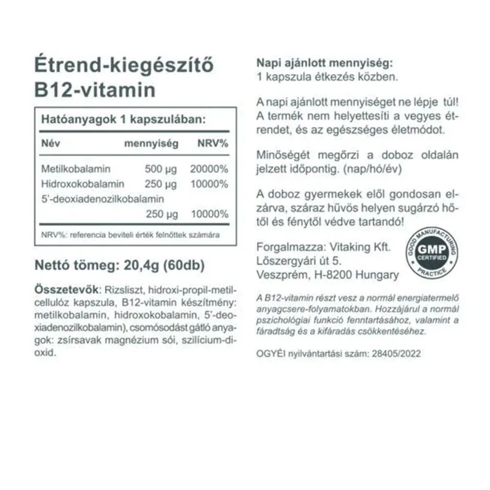 Vitamine B-12 Végétale Vitaking (60 capsules végétales) – Image 2