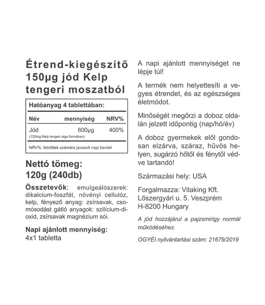 Iode Vitaking (240 comprimés) – Image 2