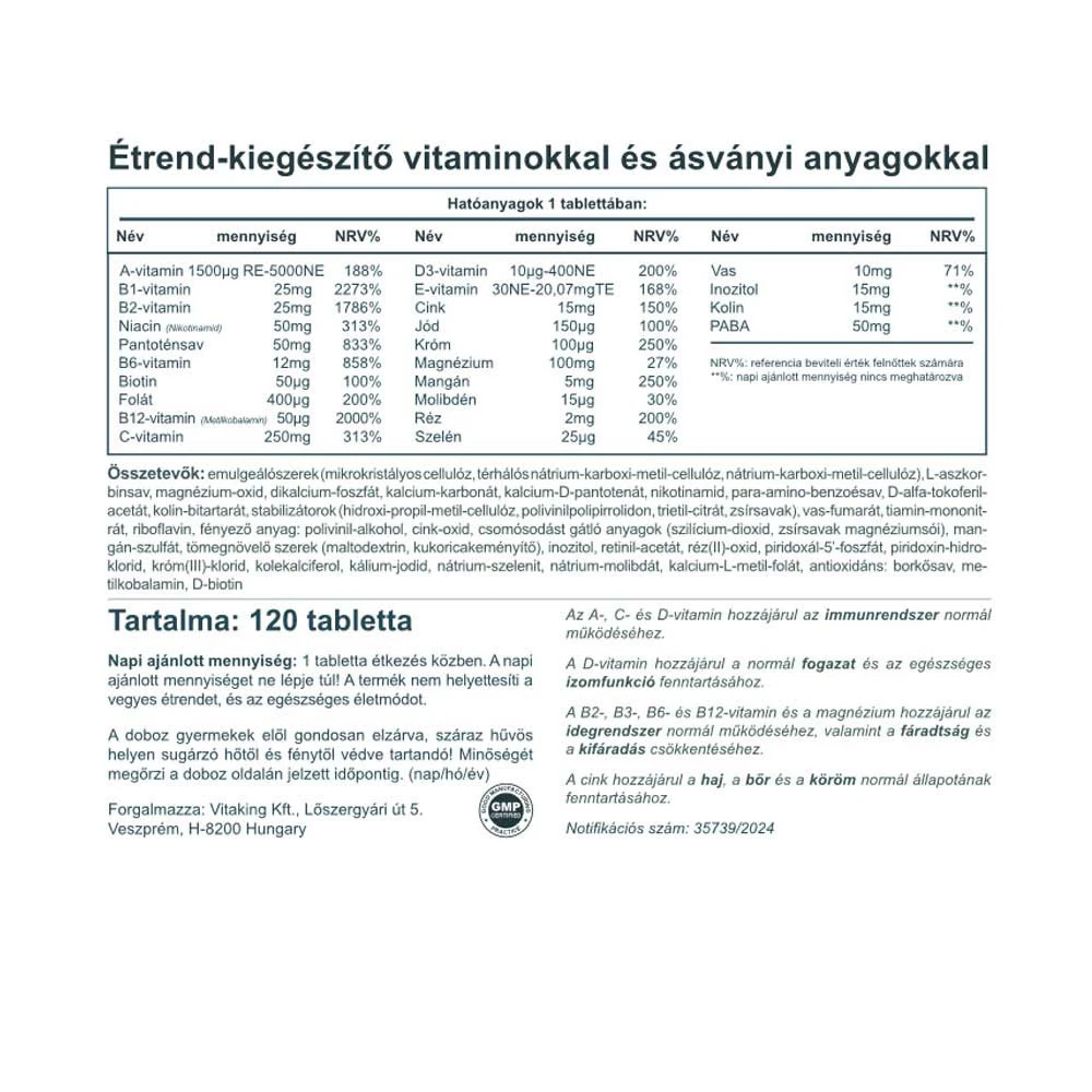 Vitaking Méga-1 Multivitamines (120 comprimés) – Image 2
