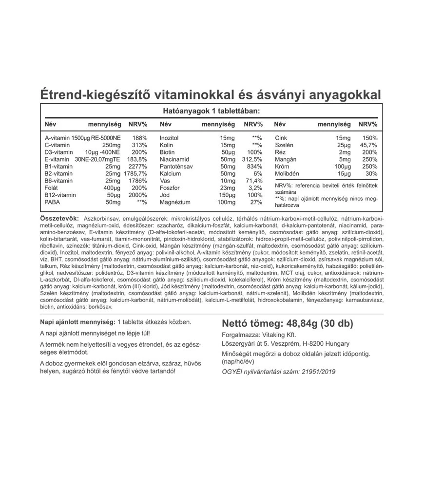 Vitaking Méga-1 Multivitamines (30 comprimés) – Image 6