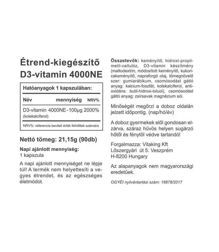 Vitamine D-4000 de Vitaking (90 capsules) – Image 4