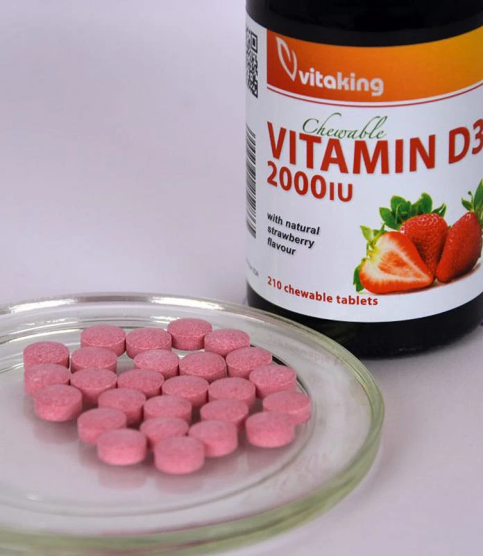 Vitamine D3 Vitaking 2000 UI (210 pastilles, saveur fraise) – Image 3