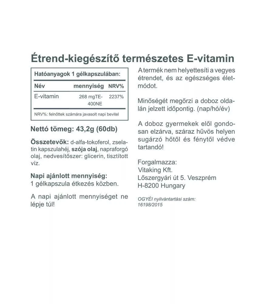 Vitamine E-400 UI de Vitaking (60 capsules molles) – Image 2