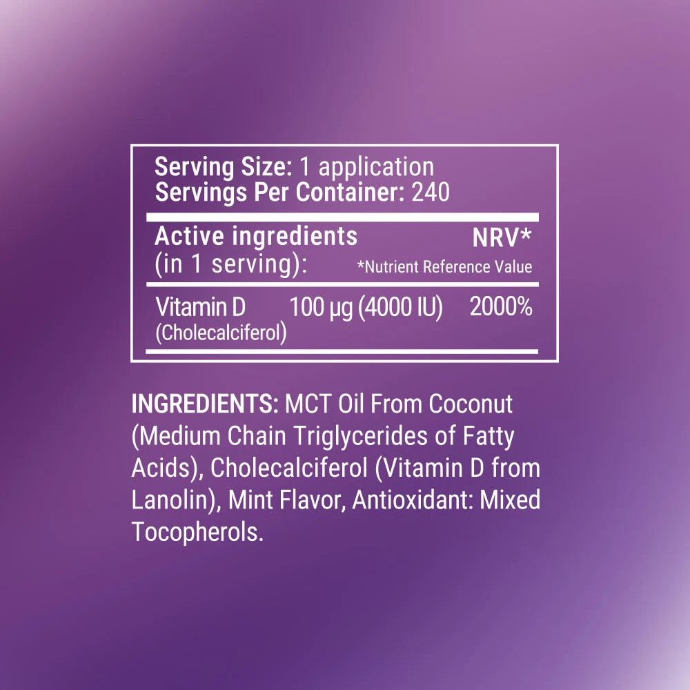 Spray oral de vitamine D4000 UI Vitamin360 (30 ml, saveur menthe) – Image 6