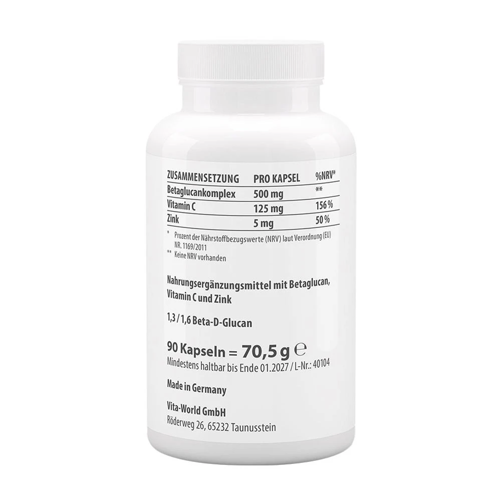 Betaglucane 500 de Vitaworld (90 capsules) – Image 2
