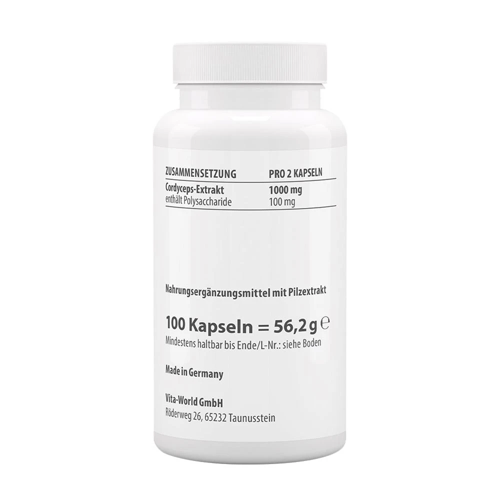 Extrait de Cordyceps 500 mg CS4 de Vitaworld (100 capsules) – Image 2