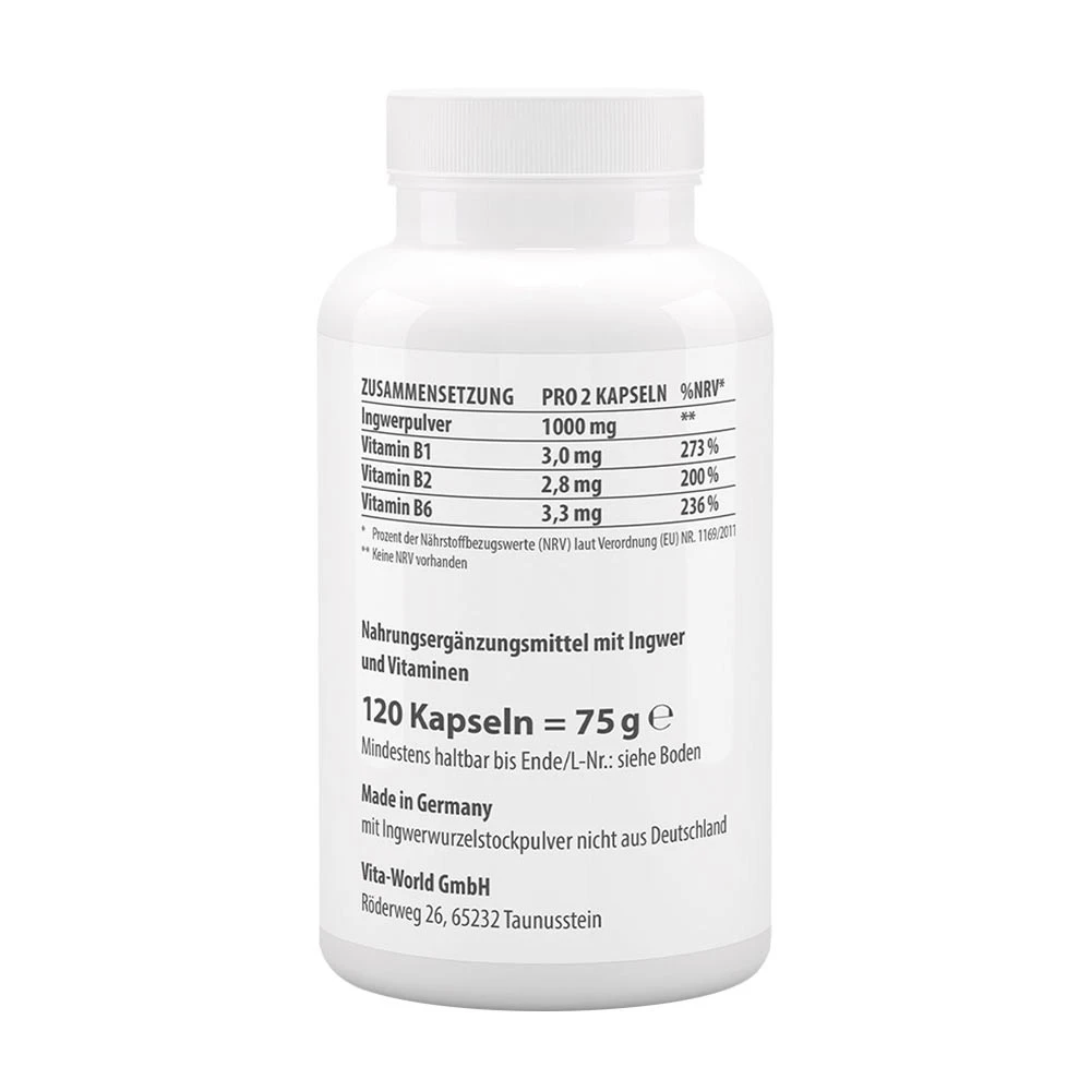 Gélules de Gingembre Vitaworld 500 mg (120 capsules) – Image 2