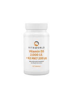 Vitaworld - Vitaworld Vitamin D3 2000 IU + K2 MK7 200 mcg (120 Tablets)
