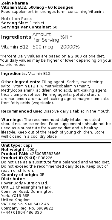 500mcg - 60 pastiller