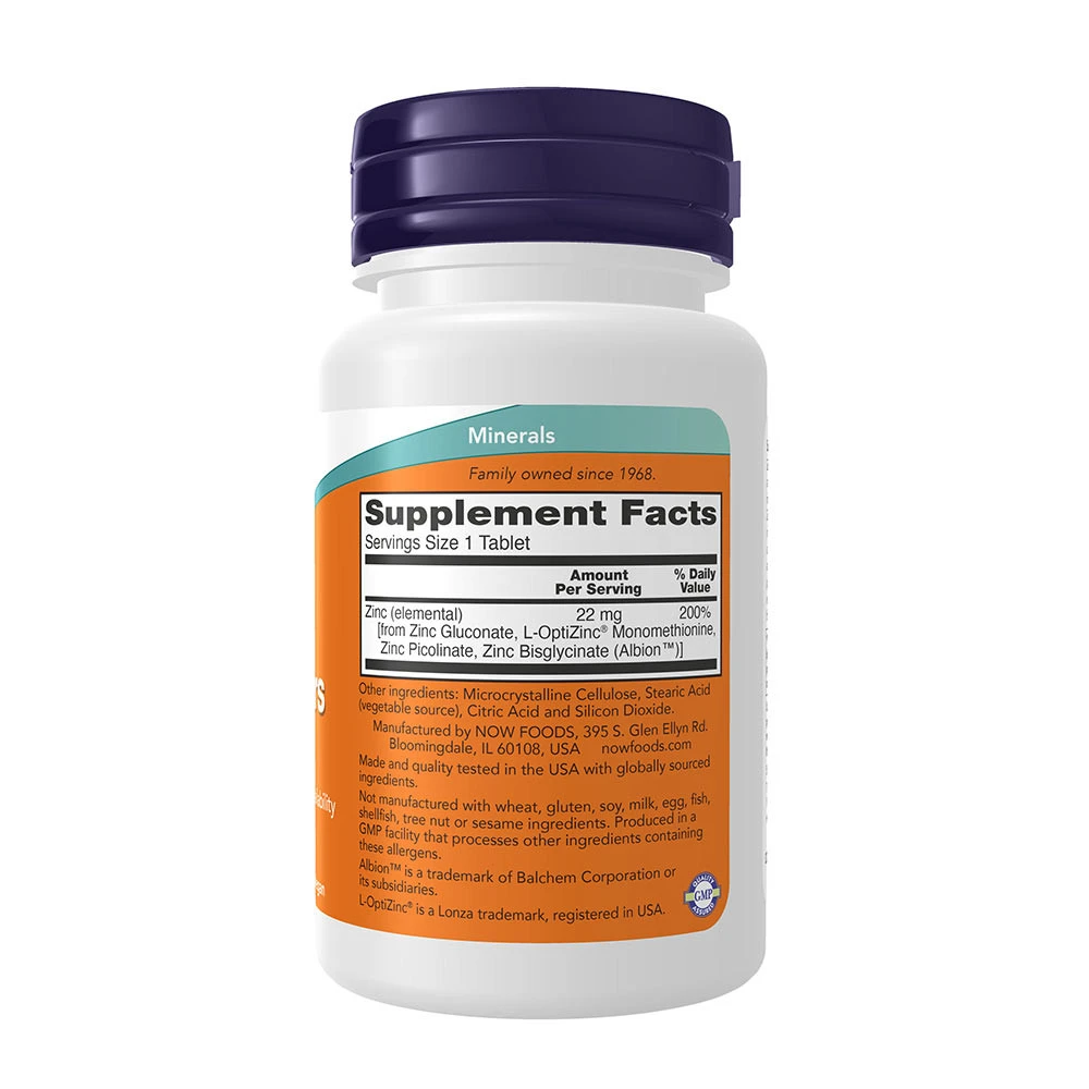 NOW Transporteurs de Zinc 22mg (90 comprimés) – Image 2