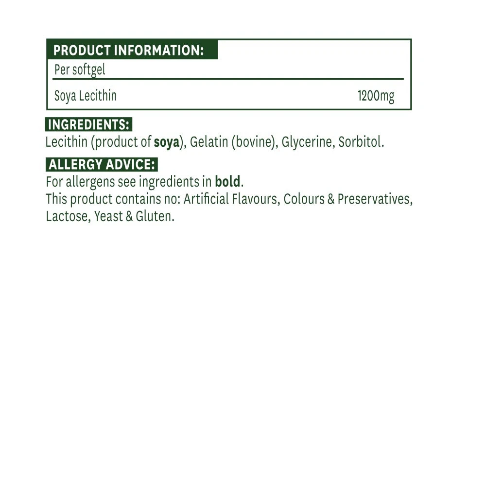Lécithine de soja Natures Aid 1200 mg (90 capsules molles) – Image 2