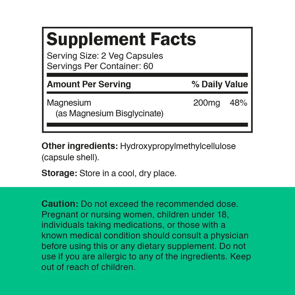 Magnésium Bisglycinate 200 mg (120 capsules végétales) – Image 2