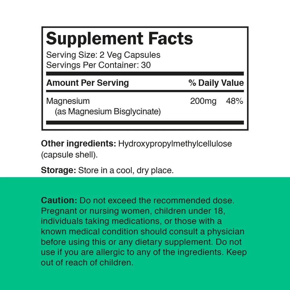 Magnésium Bisglycinate 200 mg (60 capsules végétales) – Image 2